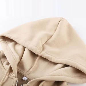 Conjunto de sudaderas con capucha cortas de alta calidad para mujer, manga larga transpirable de Color sólido con Tops cortos informales de estilo de invierno, pantalones cortos de 2 piezas - Product Image 3