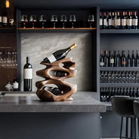Support à vin en bois massif artisanal pour comptoir, porte-bouteilles résistant à la rouille, décoration moderne pour bar à domicile KSN