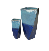 Pots de plantes en céramique émaillée bleu Atlantide, design moderne, vase de sol pour mariage, fournitures pour la maison et le jardin, haute qualité, prix bas, vente en gros