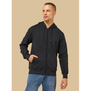 Regular Fit Cotton Zip <b>Hoodie</b> Kangaroo Pocket Solid Screen Print Embroidery Custom Logo Streetwear Private Label Breathable - Product Image 3