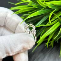 Anillo Solitario Octogonal de Plata de Ley 925, Engaste de Puntas Semi-Montado, 6x8mm 7x9mm 8x10mm, Componente de Joyería de Plata en Blanco para DIY