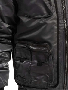 Chaqueta Bomber de Nailon Informal con Logotipo Personalizado para Hombre, Ropa Deportiva Cómoda de Alta Calidad, Chaqueta Bomber Impermeable de Invierno con Capucha de Piel - Product Image 5