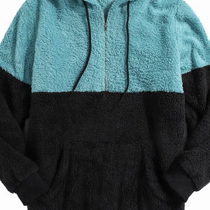 Sweat à capuche en polaire Teddy Bear à col zippé d'hiver, doux et moelleux, broderie en chenille personnalisée, sweat à capuche lourd pour hommes - Product Image 3