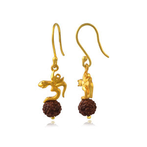 Méditation boucles d'oreilles plaqué or 925 argent sterling rudraksha goutte boucle d'oreille bijoux pour femmes - Product Image 3