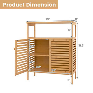 Armoire de salle de bain portable autoportante en bois massif - Product Image 4