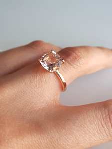 Bague unisexe en or rose 14 carats avec pierre précieuse naturelle Morganite de 2 carats, forme coussin 9x11mm, idéale pour les fêtes romantiques, mariages, fiançailles et anniversaires - Product Image 5