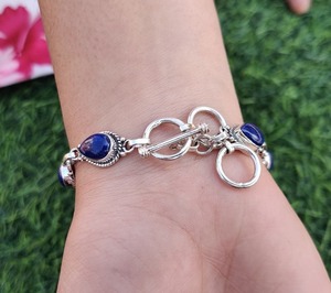 Classical Bracelet Jewelry <b>For</b> <b>Women</b> <b>Silver</b> Boho Style Jewelry 925 Sterling <b>Silver</b> Lapis Gemstone Handmade Bracelet Gift <b>For</b> - Product Image 3