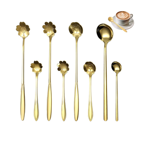 Cuchara de postre de acero inoxidable para cena, Apto para lavavajillas, diseño de flor martillada real, Mango en forma de corazón al mejor precio - Product Image 2