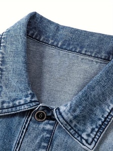 Hot Selling Men's Distressed <b>Denim</b> Jacket With Letter Print Casual Button Front Washed Cotton <b>Coat</b> Autumn Style Regular Fit - Product Image 5
