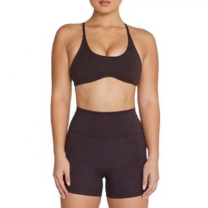 Conjunto Deportivo de Yoga para Mujer, 2 Piezas, Transpirable, Ecológico, con Shorts Sólidos Lavados, Ropa Deportiva de Poliéster para Gimnasio - Product Image 1