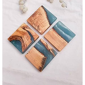 Sous-verres de tasses à thé/café en bois et résine de style moderne napperons en ardoise pour la cuisine - Product Image 5