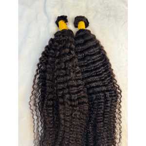 Extensions de cheveux humains vierges indiennes, bouclées crépues, multi-donatrices, sans nœuds, 100% boucles volumineuses, 18-30 pouces, cheveux pour tresses - Product Image 2