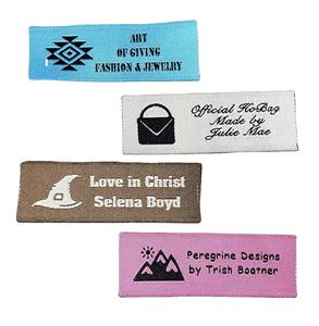 Étiquettes de vêtement tissées écologiques personnalisées, bordure découpée au laser, tissu 100% polyester, étiquettes principales pour le col et autres applications - Product Image 2