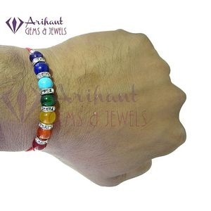 NOVAMART Fine Arihant <b>Gems</b> Jewels 7 Chakra Energetic Healing Certified Astrological Gemstone Rakhi for Brother Crystal <b>Bracelets</b> - Product Image 2