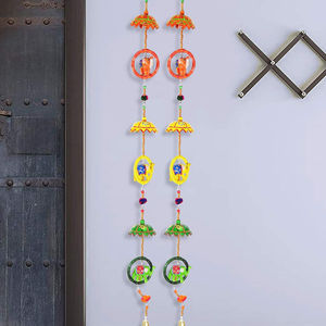 Anneau d'éléphant du Rajasthani avec des tentures de porte de parapluie Art mural pour la décoration de la porte principale/du salon, lot de 2, multicolore - Product Image 1