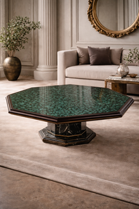 Table basse octogonale moderne en malachite avec support, écologique et durable, meuble de maison pour salon, style décoratif - Product Image 2