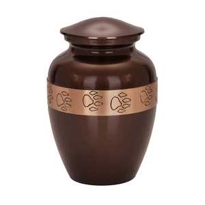 Mejor Venta de urna blanca para mascotas de alta calidad, artesanía de Metal con grabado de patas, precio al por mayor de cenizas de cremación funeraria ACW - Product Image 4