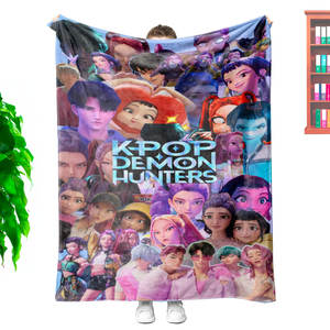 Manta de Felpa Suave y Cálida de Franela con Estampado Personalizado de Alta Calidad de Kpop Hunters Merch, Regalos <span class=keywords><strong>para</strong></span> Fans - Product Image 2