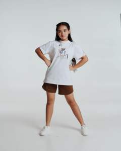 JOYCE เสื้อยืดคอกลมสีขาวสำหรับเด็กผู้หญิงชุดเสื้อผ้าสำหรับเด็ก100% พิมพ์ลายการ์ตูนผ้าคอตตอน - Product Image 5