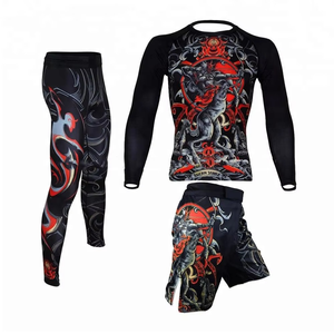 Tenue d'entraînement d'arts martiaux à séchage rapide, combinaison de combat fitness avec logo frontal pour l'entraînement transfrontalier, short de boxe - Product Image 5