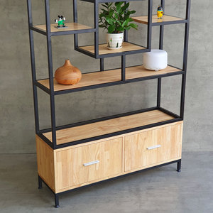 Meuble/étagère décoratif pour salon au design minimaliste 100x30x180cm en bois d'hévéa KTB68142 - Product Image 5