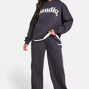 Conjunto de chándales de jersey con capucha y apliques de gran tamaño para mujer personalizado de alta calidad para mujer, chándales informales hechos a medida - Product Image 1