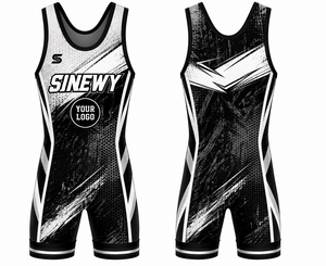 SINEWY Men's Custom Sublimation Wrestling Singlet Fitted Moisture Wicking Stretch <b>Athletic</b> Wear for Adults - Product Image 2