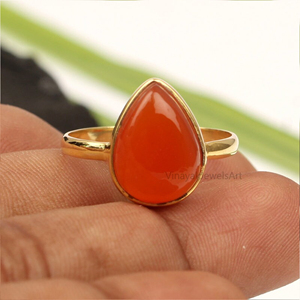 Fanta Chalcedony Minimalist <b>Ring</b> 925 Sterling Silver 18K Micron Gold Plating Bezel Setting Handmade Artisan Designer Jewelry for - Product Image 3
