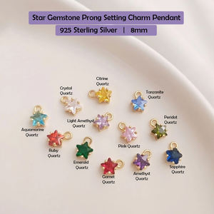 Vente en gros de bijoux fins en argent sterling 925 étoile cristal de quartz ensemble de broches diamant perle plaqué or pendentif breloque zircon - Product Image 6