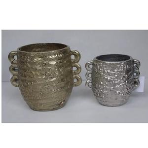 Jarrón de mesa de aluminio fundido moderno, acabado negro y plateado, elegante jarrón de Metal, decoración de mesa Interior para el hogar, manualidades - Product Image 3