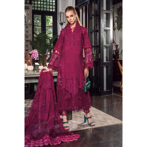 Vestido Salwar Kameez de Algodón Pakistaní de Lujo, Diseño '24, 9-Scenic Scarlet TC-685 por Maria B., Edición Eid, Vestidos Indios - Product Image 1