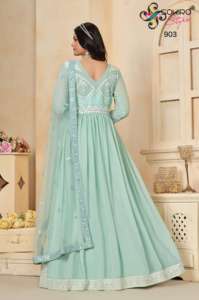 Inde Exportation Qualité Georgette Salwar Suit & Dupatta Avec Brodé Avec Multi Fil et Paillettes Travail Femme Mode Exportateur - Product Image 4