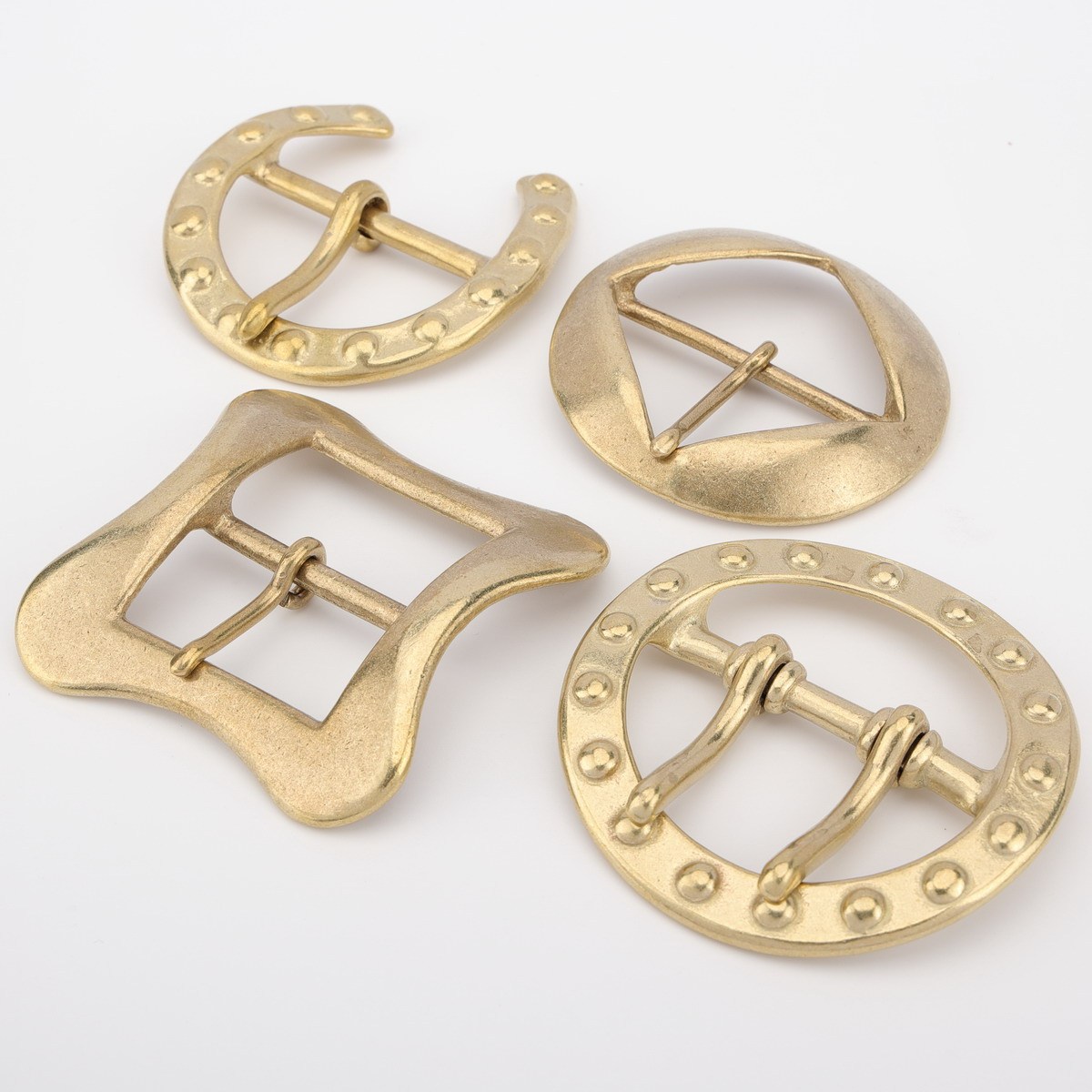 Japanese-Made Brass Belt Buckles - Unique Round Diamond Horseshoe