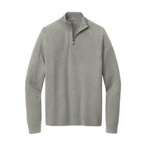 Pull à col montant en coton texturé de qualité supérieure, coupe classique, gris uni, 100% coton - Product Image 4