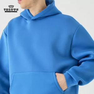 Unisex Royal Korean Pullover Hoodie Solid <b>Thick</b> High Quality 100% Cotton Knitting OEM <b>Fleece</b> Washed Technique Print Winter - Product Image 6
