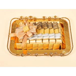 Plateau à chocolat en métal écologique de haute qualité avec poignées Plateau de service de qualité commerciale lavable au lave-vaisselle Prix de gros - Product Image 2