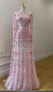 Vestido de Noche de Lujo Premium con Bordado de Cristal y Cuentas, Largo hasta el Suelo, Corte en A, Cintura Imperio, para Bodas y Fiestas, 100% Poliéster, OEM - Product Image 2