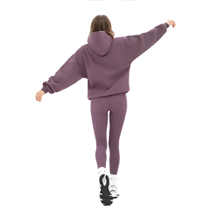 Sudadera Extra Grande para Mujer, 50% Algodón, 50% Poliéster, Color Ciruela, Estilo Urbano, Hombros Caídos, Corte Holgado, Moda de Invierno - Product Image 3