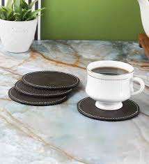 Leather <b>Coasters</b> Stone <b>Coasters</b> Drink Real Leather Cup Table <b>Holder</b> Mats Leather <b>coaster</b> <b>Set</b> Round Shape - Product Image 6