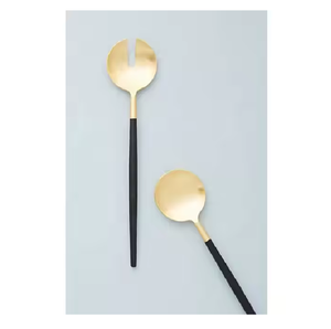 Juego de cubiertos personalizados de acero inoxidable, latón, cobre, servidor de ensalada, herramientas de cocina para servir con espátula, Material metálico - Product Image 1