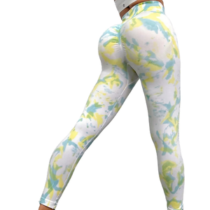 Vente en gros Pantalons de fitness yoga teintés sans coutures pour femmes Leggings de sport taille haute pour le levage des hanches pour femmes - Product Image 1