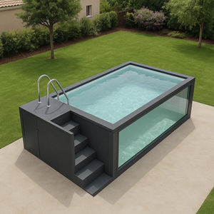 Piscine extérieure en fibre de verre 20FT 40FT personnalisée en usine conception de fenêtre transparente hors sol - Product Image 1