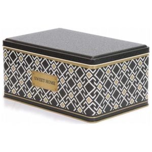 Caja de almacenamiento de fondo negro Rectangular de 170x260x120mm, tapa deslizante, capacidad de 5.1L, diseño de patrón sin costuras, regalo de té geométrico - Product Image 2