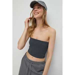 Blusa Corta Informal con Logotipo Bordado, Tejido de Chifón de Punto, Cuello Redondo, Corte Regular para Otoño y Primavera - Product Image 1