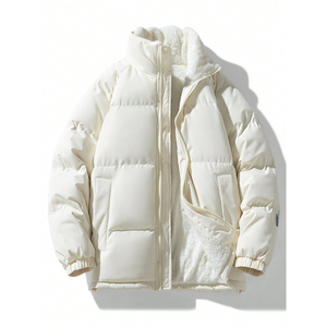 Sweat à capuche épais doublé thermique décontracté pour hommes, veste polaire à fermeture éclair intégrale, col montant, motif lettre - Product Image 1