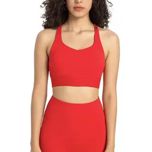 สปอร์ตบราสำหรับผู้หญิงแบบสั่งทำ U-NECK ผ้าสแปนเด็กซ์/ ไนลอนสปอร์ตบราออกกำลังกายกันกระแทกป้องกันแบคทีเรียรองรับสูง - Product Image 1