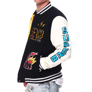 Nueva venta al por mayor personalizada hombres Chenille bordado cuero mangas chaqueta de talla grande béisbol bombardero Varsity Letterman estilo - Product Image 2