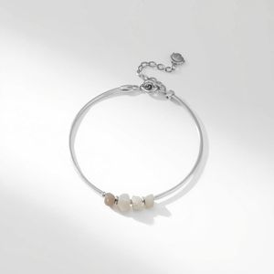 Modern Minimal Yellow Gold Open <b>Bangle</b> Bracelet with Floating Natural Stone Accents Adjustable Luxury <b>Fine</b> Jewelry OEM - Product Image 2