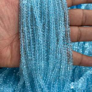 Cuentas Redondas Facetadas de Topacio Azul 100% Natural de Alta Calidad de 5mm-7mm para la Fabricación de Joyas con Más de 50 Años de Experiencia - Product Image 1