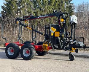Remorque forestière de 5 tonnes pour le transport de bois, avec grue et éclairage LED, remorque utilitaire agricole - Product Image 6